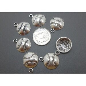 8pcs‎ Baseball Charms Silver Tone Metal sports